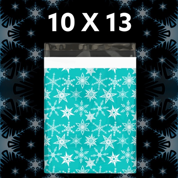 50 10X13 Snowflake Winter Poly Mailers Xmas - Picture 4 of 6